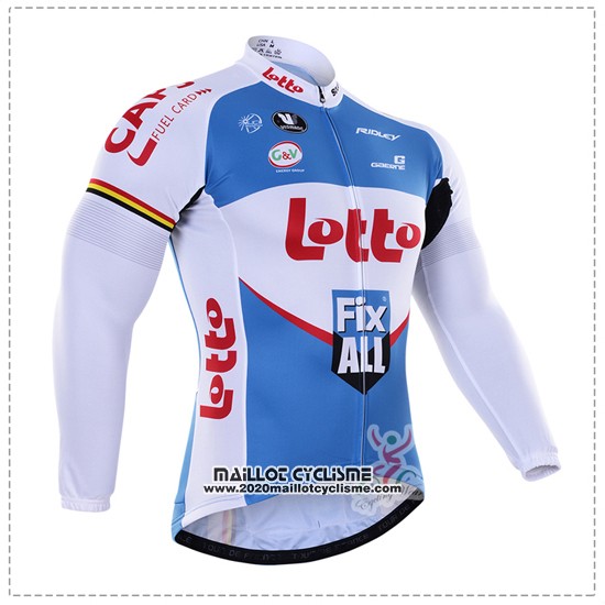 2016 Maillot Ciclismo Lotto Fix All Blanc et Bleu Manches Longues et Cuissard